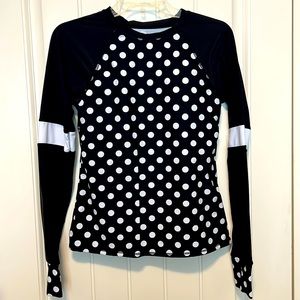Black & White Polka Dot Rash Guard with Built In Padded Bra